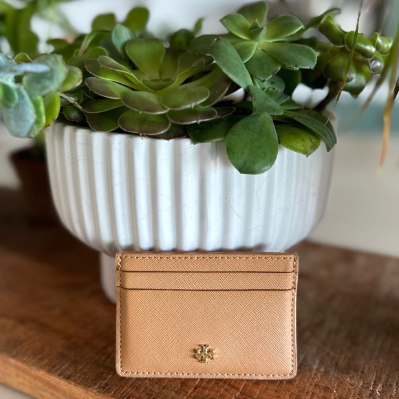 TORY BURCH Emerson Tiger Eye Leather Slim Card Case Mini Wallet - Picture 7 of 7